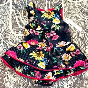 Floral Pink and Black Dress